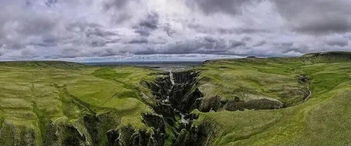 Framed Print : Beautiful aerial view of the Fjadrargljufur Canyon in Iceland on summer
