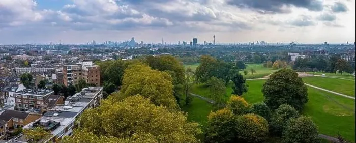 Framed Print : Beautiful aerial view of London with many green parks Framed Print : Beautiful aerial view of London with many green parks