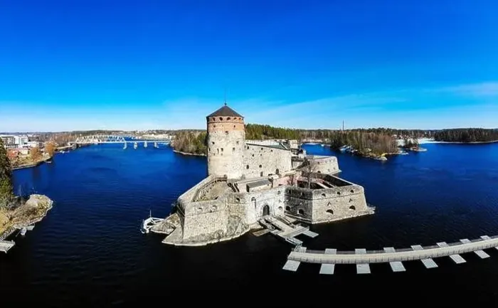 Framed Print : Beautiful aerial view of Olavinlinna Framed Print : Beautiful aerial view of Olavinlinna