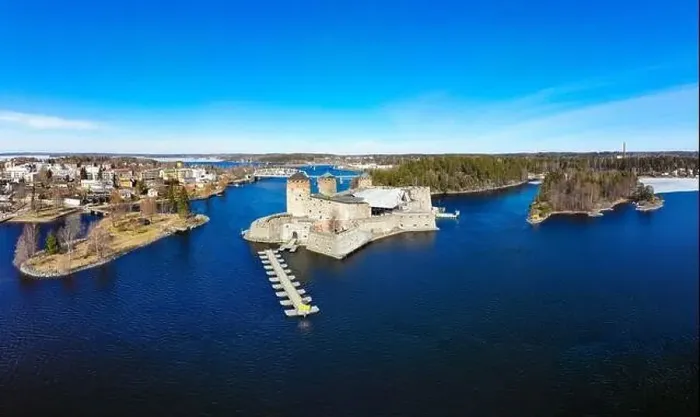 Framed Print : Beautiful aerial view of Olavinlinna Framed Print : Beautiful aerial view of Olavinlinna