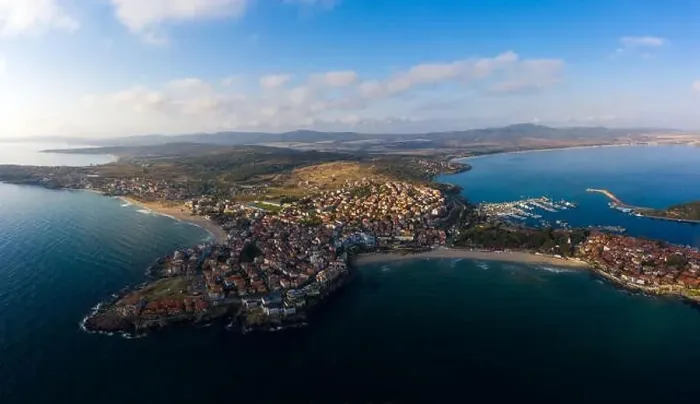 Framed Print : Beautiful bird's-eye view of the old town of Sozopol Framed Print : Beautiful bird's-eye view of the old town of Sozopol