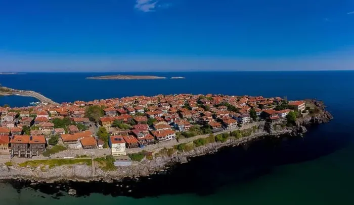 Framed Print : Beautiful bird's-eye view of the old town of Sozopol Framed Print : Beautiful bird's-eye view of the old town of Sozopol