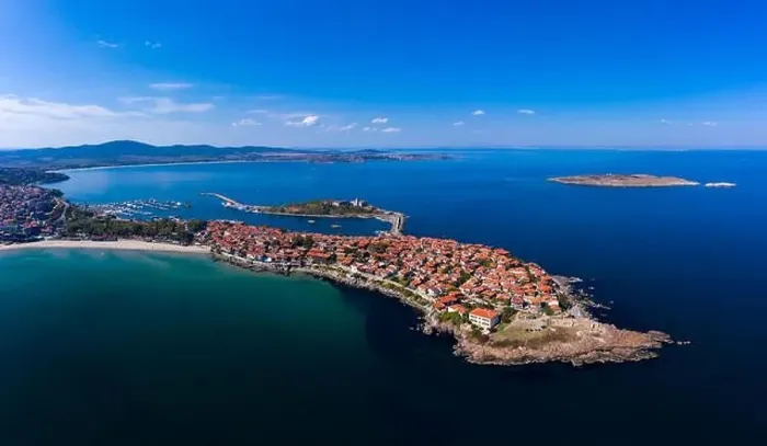 Framed Print : Beautiful bird's-eye view of the old town of Sozopol Framed Print : Beautiful bird's-eye view of the old town of Sozopol