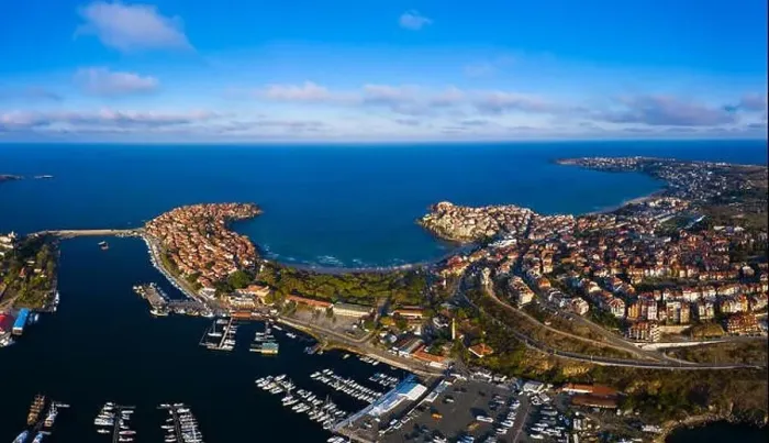Framed Print : Beautiful bird's-eye view of the old town of Sozopol Framed Print : Beautiful bird's-eye view of the old town of Sozopol