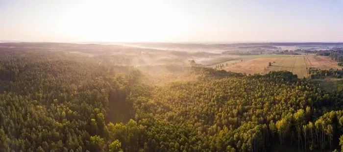 Framed Print : Beautiful foggy polish landscape photographed from drone. Drone view landscape Framed Print : Beautiful foggy polish landscape photographed from drone. Drone view landscape