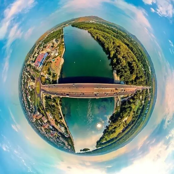 Framed Print : Beautiful futuristic panoramic (360 spherical panorama little planet) aerial drone view to city of Ust-Kamenogorsk (KZ) Framed Print : Beautiful futuristic panoramic (360 spherical panorama little planet) aerial drone view to city of Ust-Kamenogorsk (KZ)