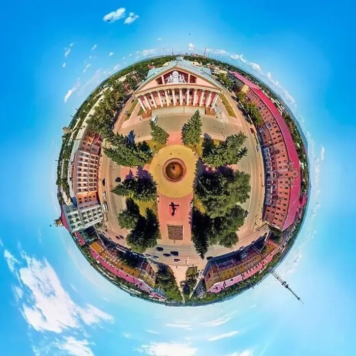 Framed Print : Beautiful futuristic panoramic (360 spherical panorama little planet) aerial drone view to city of Ust-Kamenogorsk (KZ) Framed Print : Beautiful futuristic panoramic (360 spherical panorama little planet) aerial drone view to city of Ust-Kamenogorsk (KZ)