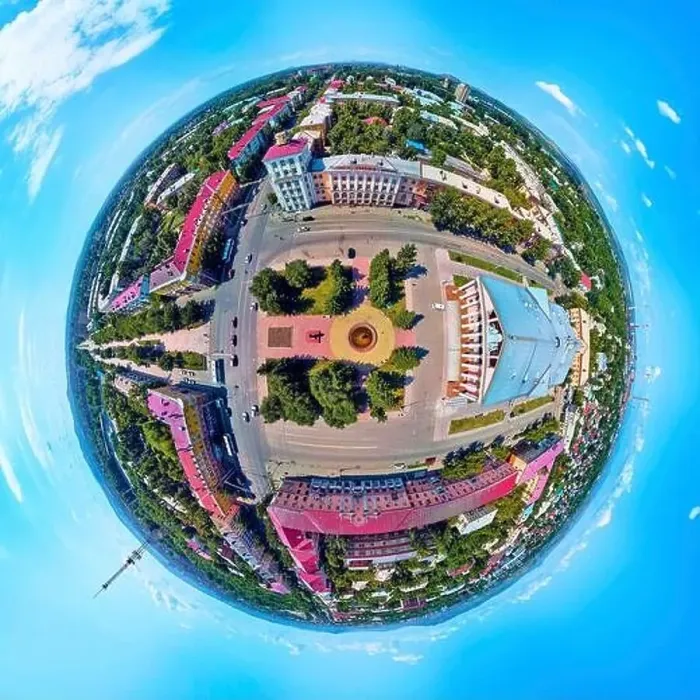 Framed Print : Beautiful futuristic panoramic (360 spherical panorama little planet) aerial drone view to city of Ust-Kamenogorsk (KZ) Framed Print : Beautiful futuristic panoramic (360 spherical panorama little planet) aerial drone view to city of Ust-Kamenogorsk (KZ)