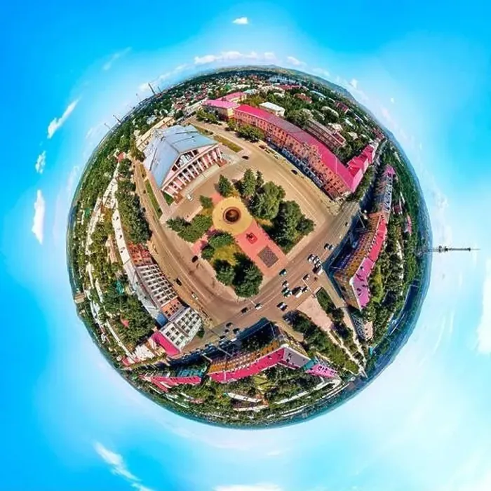 Framed Print : Beautiful futuristic panoramic (360 spherical panorama little planet) aerial drone view to city of Ust-Kamenogorsk (KZ) Framed Print : Beautiful futuristic panoramic (360 spherical panorama little planet) aerial drone view to city of Ust-Kamenogorsk (KZ)
