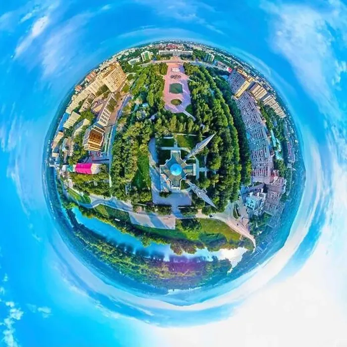 Framed Print : Beautiful futuristic panoramic (360 spherical panorama little planet) aerial drone view to city of Ust-Kamenogorsk (KZ) Framed Print : Beautiful futuristic panoramic (360 spherical panorama little planet) aerial drone view to city of Ust-Kamenogorsk (KZ)