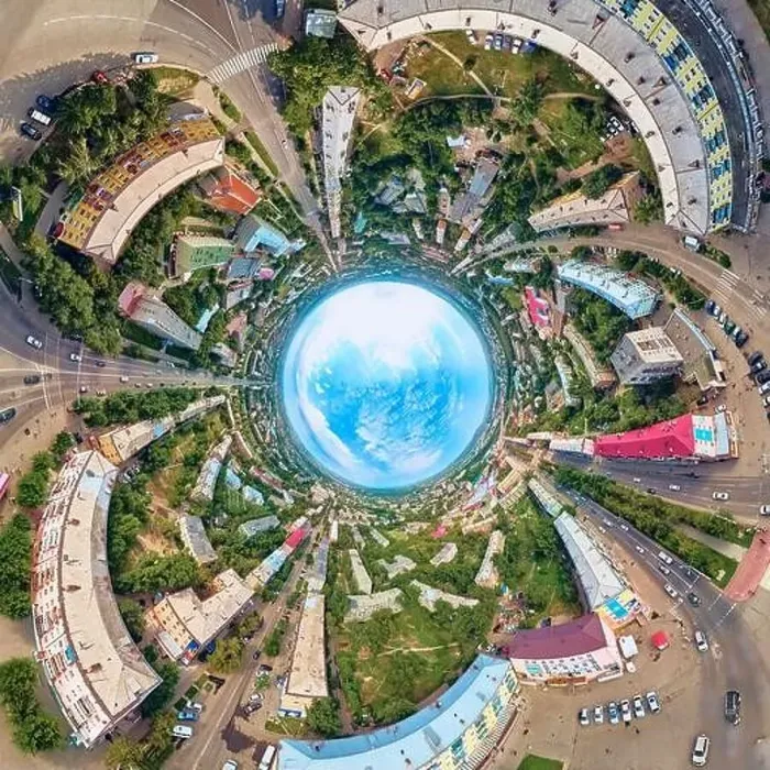 Framed Print : Beautiful futuristic panoramic (360 spherical panorama little planet) aerial drone view to city of Ust-Kamenogorsk (KZ) Framed Print : Beautiful futuristic panoramic (360 spherical panorama little planet) aerial drone view to city of Ust-Kamenogorsk (KZ)