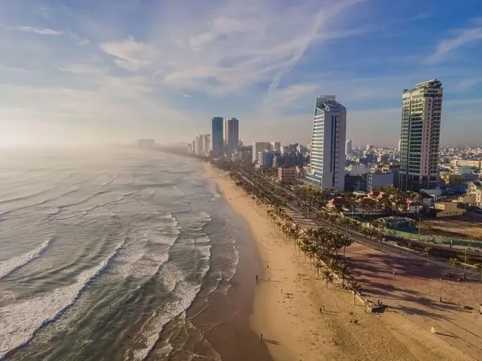 Framed Print : Beautiful My Khe beach from drone in Da Nang Framed Print : Beautiful My Khe beach from drone in Da Nang