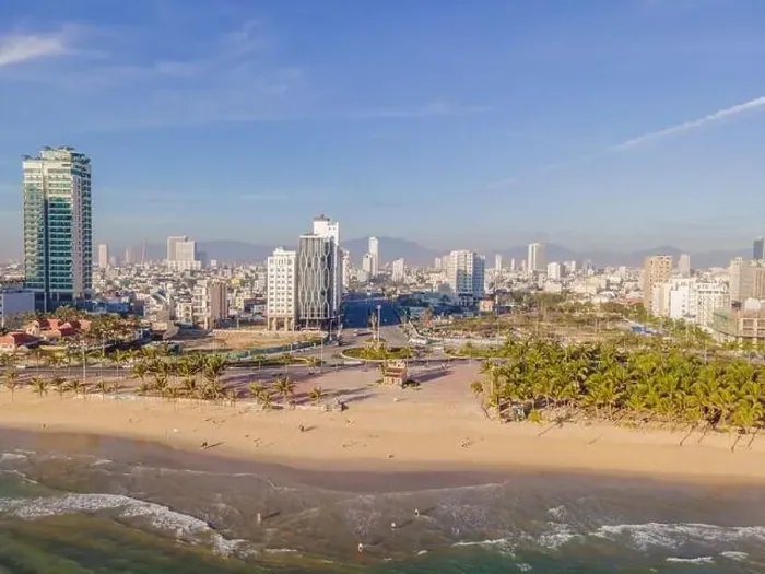 Framed Print : Beautiful My Khe beach from drone in Da Nang Framed Print : Beautiful My Khe beach from drone in Da Nang