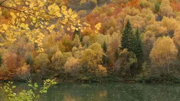 Framed Print : Beautiful lake with colorful autumn mountain slopes Framed Print : Beautiful lake with colorful autumn mountain slopes