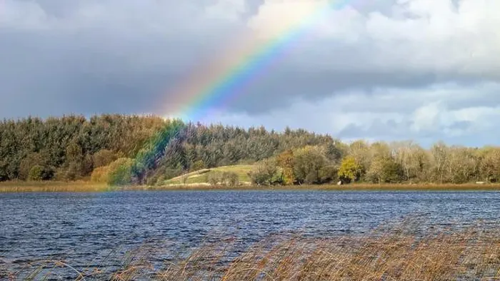 Framed Print : Beautiful lakeside landscape scenery, Rainbow over Ross lake at Rosscahill, Galway, Ireland, nature Framed Print : Beautiful lakeside landscape scenery, Rainbow over Ross lake at Rosscahill, Galway, Ireland, nature