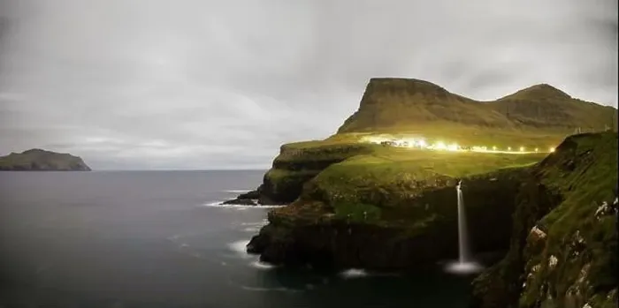Framed Print : Beautiful landscape scenery of the Faroe islands at Gasadalur Framed Print : Beautiful landscape scenery of the Faroe islands at Gasadalur