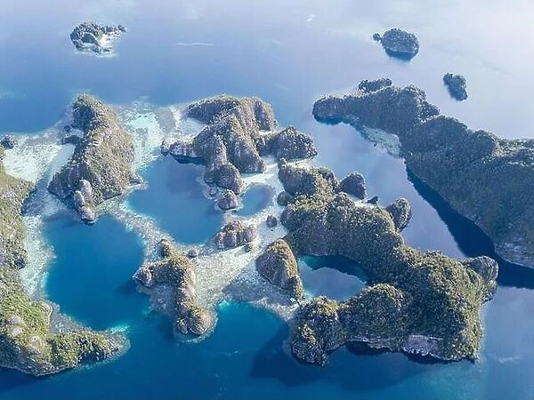 Beautiful limestone islands rise from Raja Ampat's seascape. This remote part of Indonesia is home to the greatest marine biodiversity on Earth