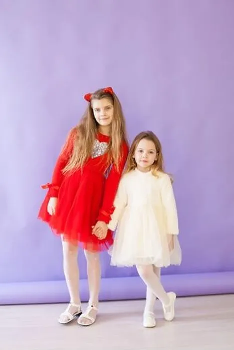 Framed Print : Two beautiful little girls in red and white sister friend dresses Framed Print : Two beautiful little girls in red and white sister friend dresses