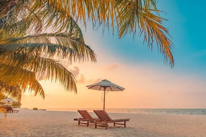 Framed Print : Beautiful Maldives island, sunset beach landscape. Luxury resort chairs and umbrella for summer vacation and holiday background. Exotic tropical beach Framed Print : Beautiful Maldives island, sunset beach landscape. Luxury resort chairs and umbrella for summer vacation and holiday background. Exotic tropical beach