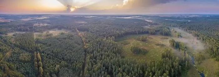 Framed Print : Beautiful misty evening panoramic landscape photographed from drone. Magical atmosphere Framed Print : Beautiful misty evening panoramic landscape photographed from drone. Magical atmosphere