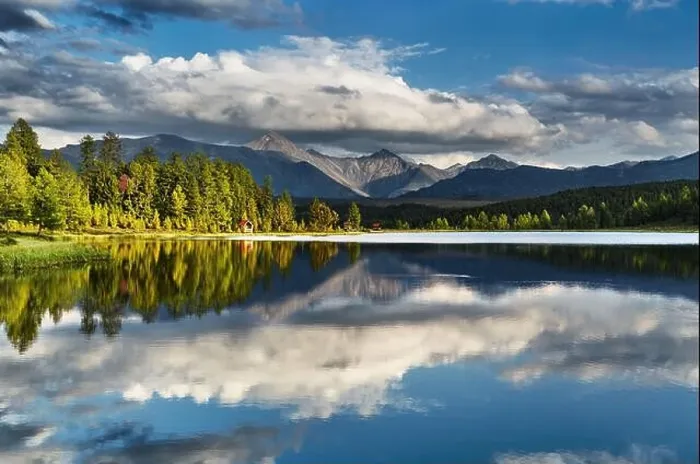 Framed Print : Beautiful mountain lake in Altai mountains with reflection at sunset Framed Print : Beautiful mountain lake in Altai mountains with reflection at sunset