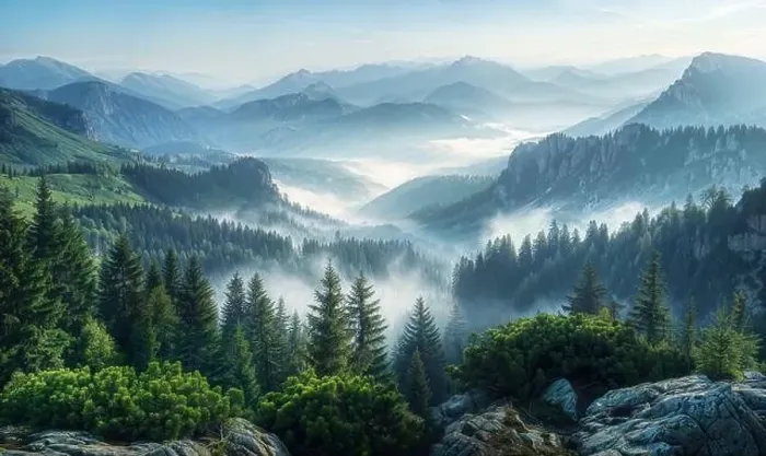 Framed Print : Beautiful mountain view with forests and rocks Framed Print : Beautiful mountain view with forests and rocks