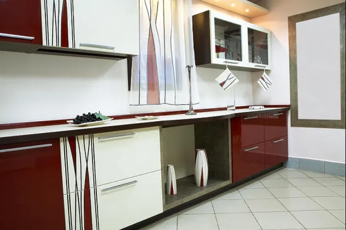 Framed Print : Beautiful and new furniture on modern kitchen Framed Print : Beautiful and new furniture on modern kitchen