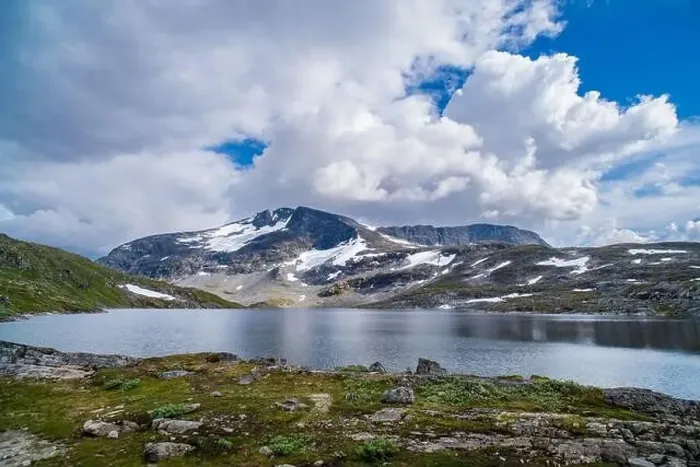 Framed Print : beautiful norwegian landscape with hills and a lake in front Framed Print : beautiful norwegian landscape with hills and a lake in front
