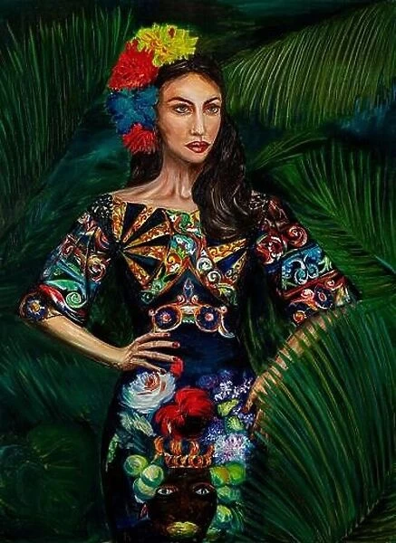 Beautiful painting image of girl, creative background