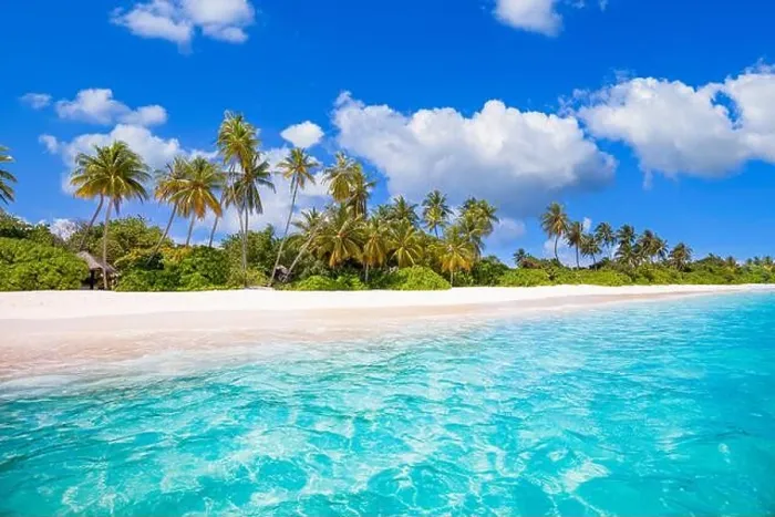 Framed Print : Beautiful palm trees on tropical island beach, blue sky with white clouds and turquoise ocean lagoon on sunny day. Amazing natural summer landscape Framed Print : Beautiful palm trees on tropical island beach, blue sky with white clouds and turquoise ocean lagoon on sunny day. Amazing natural summer landscape