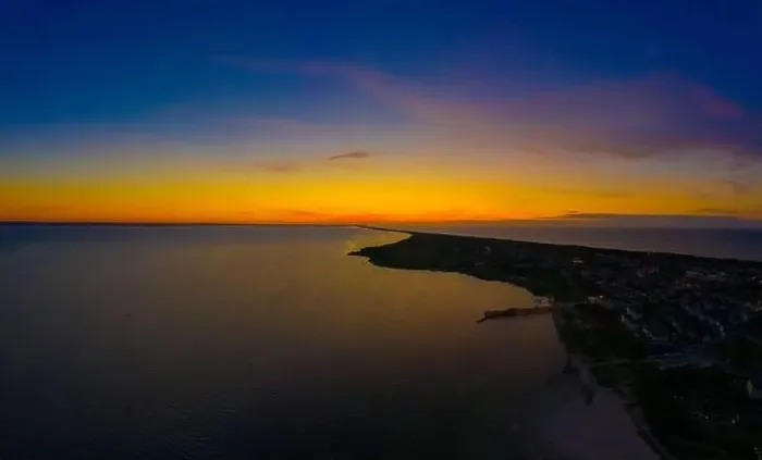 Framed Print : Beautiful Panorama color sky, sunset by the Baltic Sea, Jastarnia, Poland. Aerial View Framed Print : Beautiful Panorama color sky, sunset by the Baltic Sea, Jastarnia, Poland. Aerial View