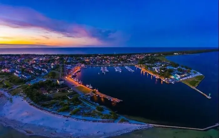 Framed Print : Beautiful Panorama color sky, sunset by the Baltic Sea, Jastarnia, Poland. Harbor. Aerial View Framed Print : Beautiful Panorama color sky, sunset by the Baltic Sea, Jastarnia, Poland. Harbor. Aerial View