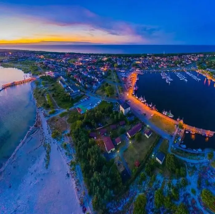 Framed Print : Beautiful Panorama color sky, sunset by the Baltic Sea, Jastarnia, Poland. Harbor. Aerial View Framed Print : Beautiful Panorama color sky, sunset by the Baltic Sea, Jastarnia, Poland. Harbor. Aerial View