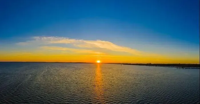 Framed Print : Beautiful Panorama color sky, sunset by the Baltic Sea, Jastarnia, Poland. Aerial View