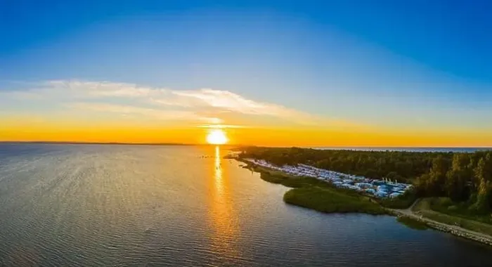 Framed Print : Beautiful Panorama color sky, sunset by the Baltic Sea, Jastarnia, Poland. Aerial View Framed Print : Beautiful Panorama color sky, sunset by the Baltic Sea, Jastarnia, Poland. Aerial View
