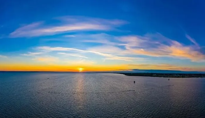 Framed Print : Beautiful Panorama color sky, sunset by the Baltic Sea, Jastarnia, Poland. Aerial View Framed Print : Beautiful Panorama color sky, sunset by the Baltic Sea, Jastarnia, Poland. Aerial View