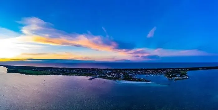 Framed Print : Beautiful Panorama color sky, sunset by the Baltic Sea, Jastarnia, Poland. Aerial View Framed Print : Beautiful Panorama color sky, sunset by the Baltic Sea, Jastarnia, Poland. Aerial View