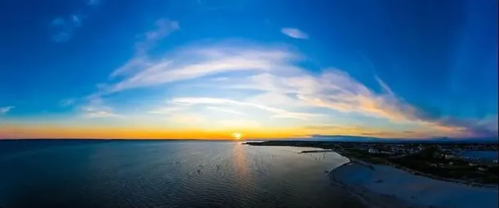 Framed Print : Beautiful Panorama color sky, sunset by the Baltic Sea, Jastarnia, Poland. Aerial View Framed Print : Beautiful Panorama color sky, sunset by the Baltic Sea, Jastarnia, Poland. Aerial View