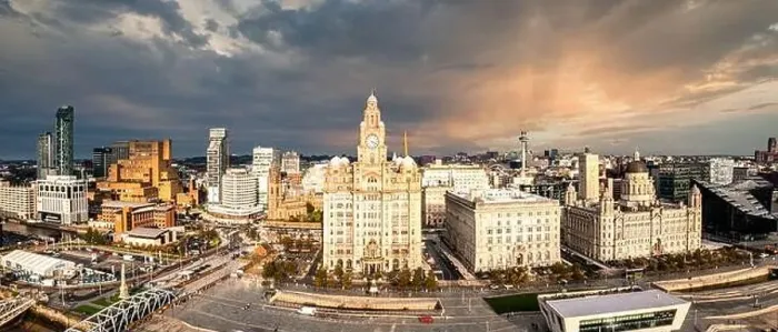 Framed Print : Beautiful panorama of Liverpool waterfront in the sunset Framed Print : Beautiful panorama of Liverpool waterfront in the sunset