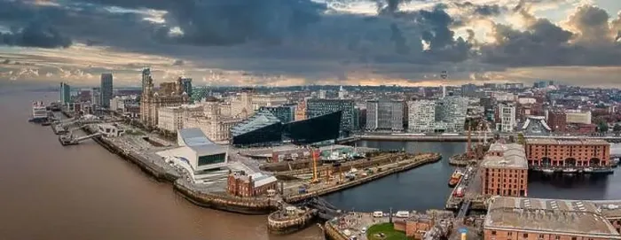 Framed Print : Beautiful panorama of Liverpool waterfront in the sunset Framed Print : Beautiful panorama of Liverpool waterfront in the sunset