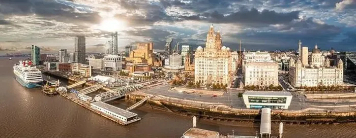 Framed Print : Beautiful panorama of Liverpool waterfront in the sunset Framed Print : Beautiful panorama of Liverpool waterfront in the sunset