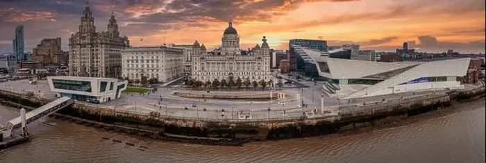 Framed Print : Beautiful panorama of Liverpool waterfront in the sunset Framed Print : Beautiful panorama of Liverpool waterfront in the sunset