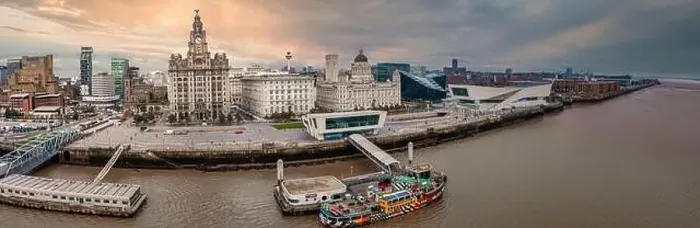 Framed Print : Beautiful panorama of Liverpool waterfront in the sunset Framed Print : Beautiful panorama of Liverpool waterfront in the sunset
