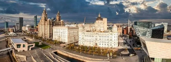 Framed Print : Beautiful panorama of Liverpool waterfront in the sunset Framed Print : Beautiful panorama of Liverpool waterfront in the sunset