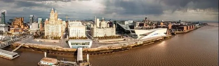 Framed Print : Beautiful panorama of Liverpool waterfront in the sunset Framed Print : Beautiful panorama of Liverpool waterfront in the sunset