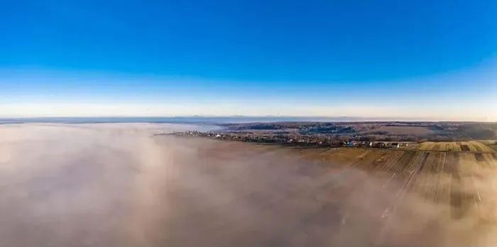 Framed Print : Beautiful panorama of winter village covered with dense fog from aerial view 2020 Framed Print : Beautiful panorama of winter village covered with dense fog from aerial view 2020
