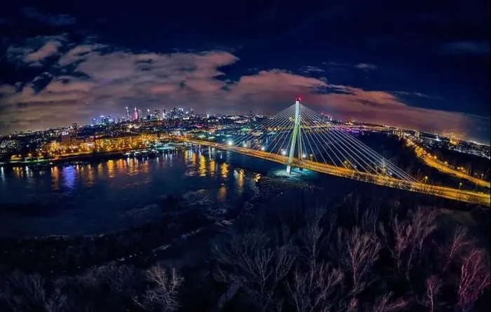 Framed Print : Beautiful panoramic aerial drone skyline view of the center of night Warsaw with skyscrapers in the background with Framed Print : Beautiful panoramic aerial drone skyline view of the center of night Warsaw with skyscrapers in the background with