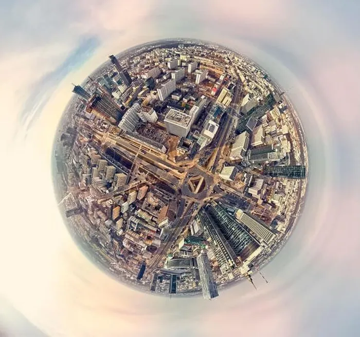 Framed Print : Beautiful panoramic aerial drone view little planet - 360 degree panorama - to Warsaw modern City Framed Print : Beautiful panoramic aerial drone view little planet - 360 degree panorama - to Warsaw modern City