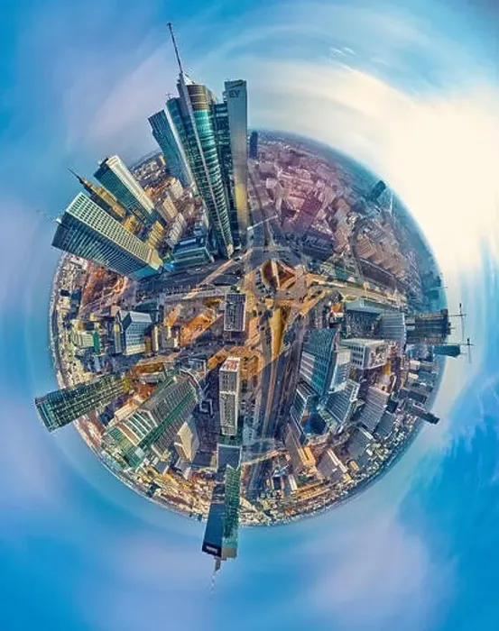 Framed Print : Beautiful panoramic aerial drone view little planet - 360 degree panorama - to Warsaw modern City Framed Print : Beautiful panoramic aerial drone view little planet - 360 degree panorama - to Warsaw modern City