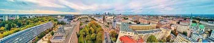 Framed Print : Beautiful panoramic aerial drone view to The Main Building of the Warsaw University of Technology - the historic